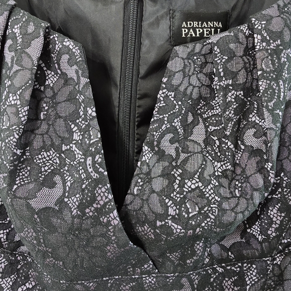 Adrianna Papell Old Hollywood Glamor Lace Print Sleeveless Ruched Sheath Dress 6 - Picture 3 of 13